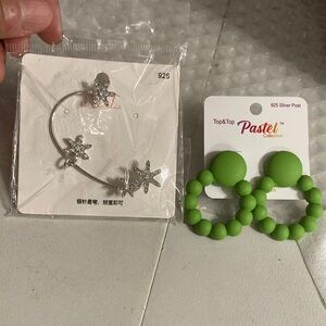 Pastels Green Beaded and Starfish Earrings Set